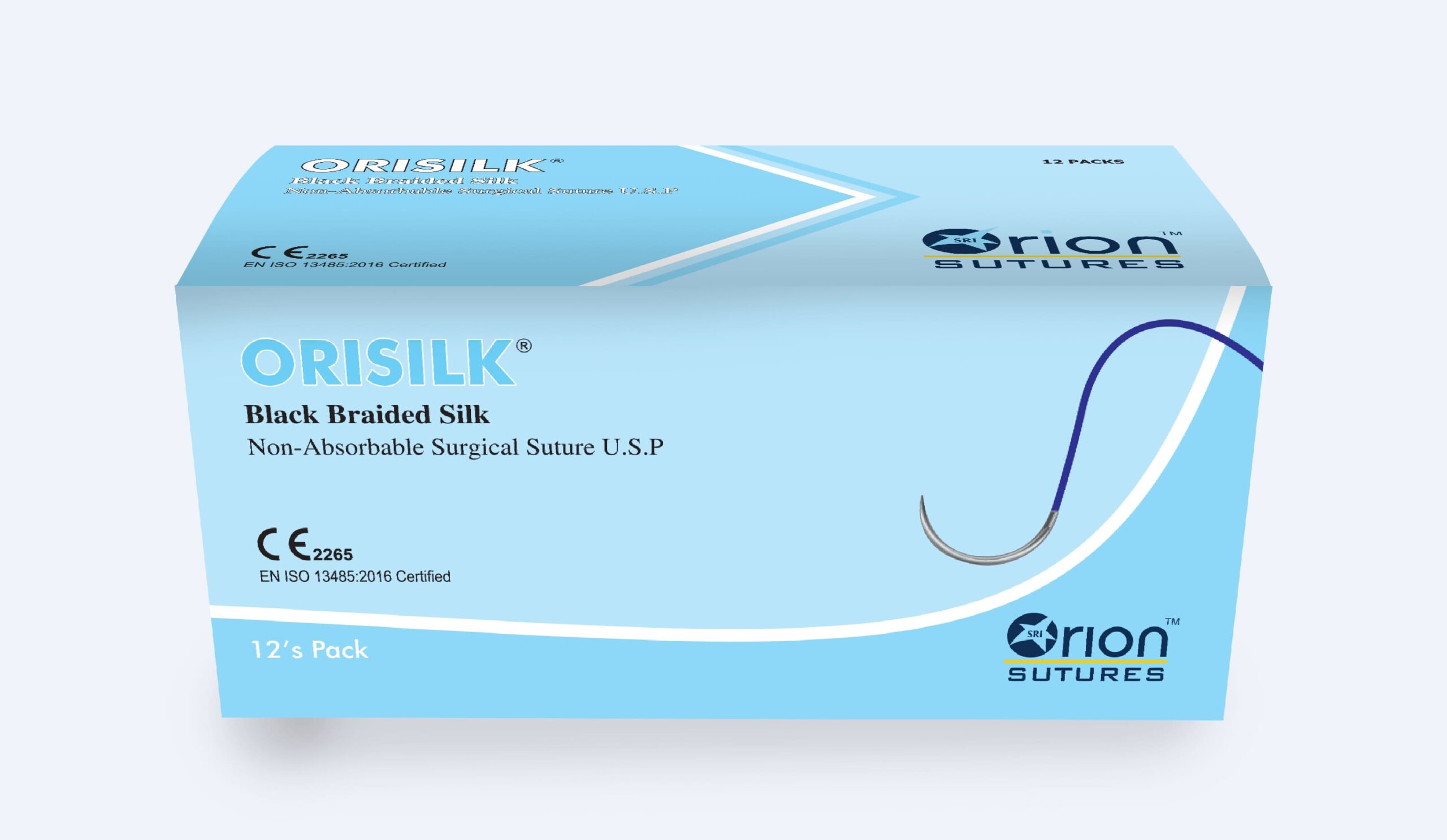 black braided silk suture
